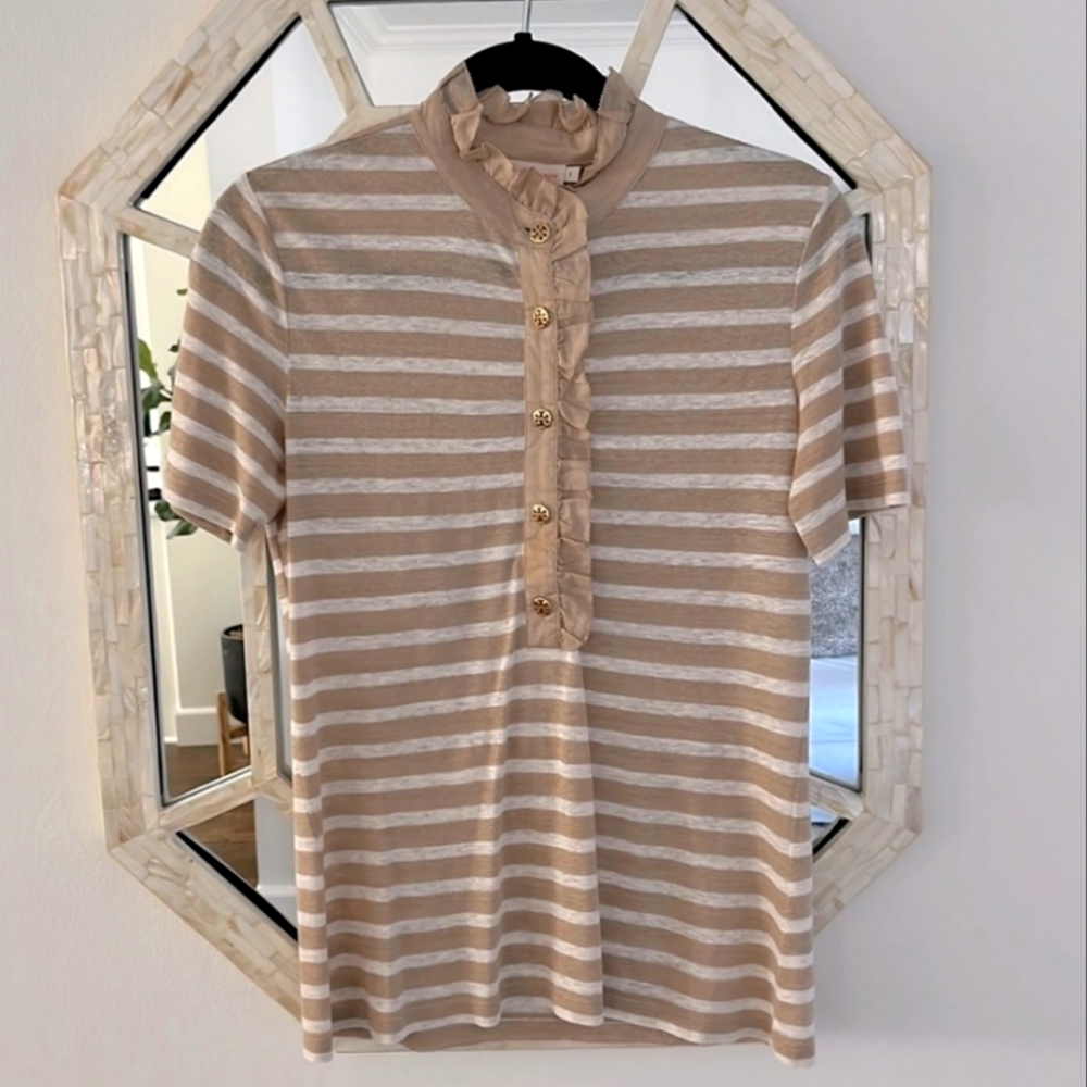 Tory Burch ruffle neck polo